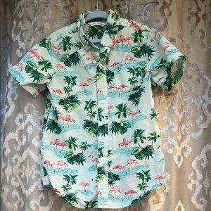 Janie and Jack Tropical Flamingo Print Kids Shirt Size 7